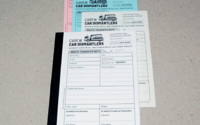 Bespoke Waste Transfer Notes for Carew Car Dismantlers